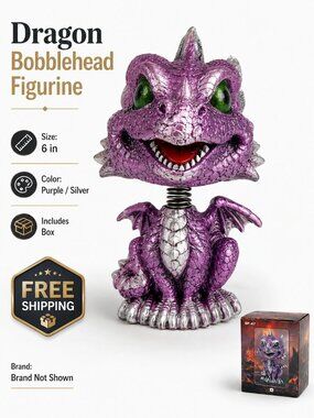 Purple Silver Dragon Bobblehead Figurine 6" Resin SF-47 w/ Original Box